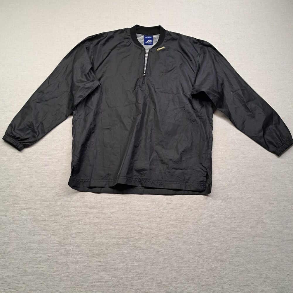 Mizuno Youth XL Windbreaker Jacket Baseball Black Long Sleeve Layering